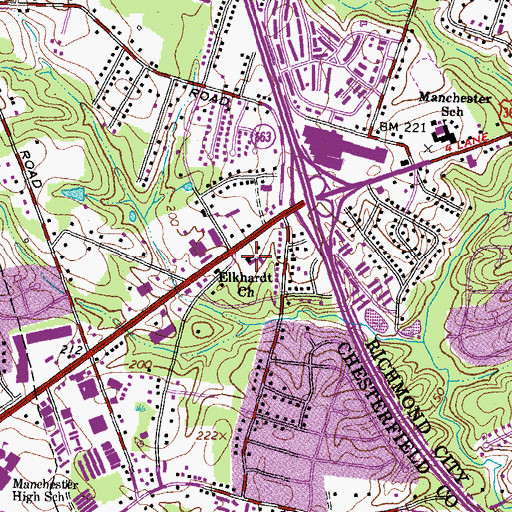 Topographic Map of Elkhardt Church, VA