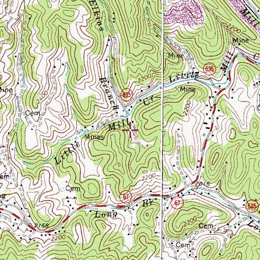 Topographic Map of Elkins Branch, VA