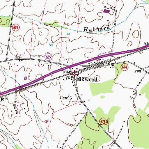 Topographic Map of Elkwood, VA