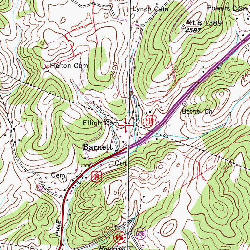 Topographic Map of Elliott Cemetery, VA