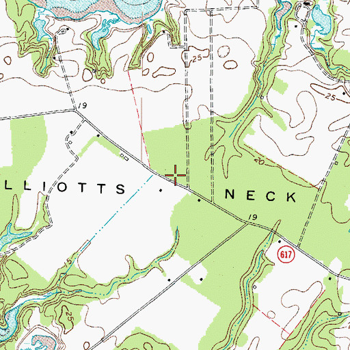 Topographic Map of Elliotts Neck, VA