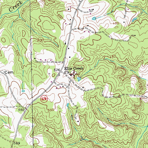 Topographic Map of Ellis Creek Church, VA