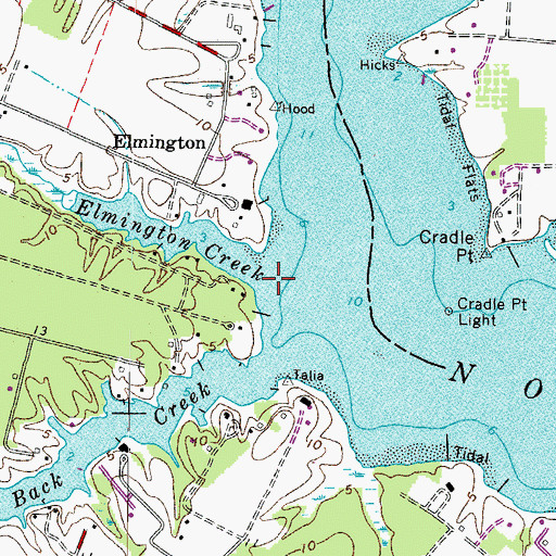 Topographic Map of Elmington Creek, VA