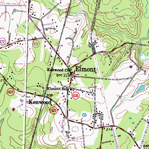 Topographic Map of Elmont, VA