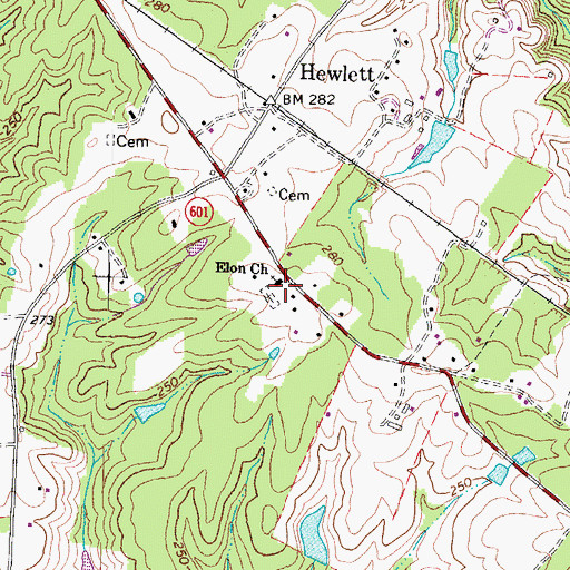 Topographic Map of Elon Church, VA