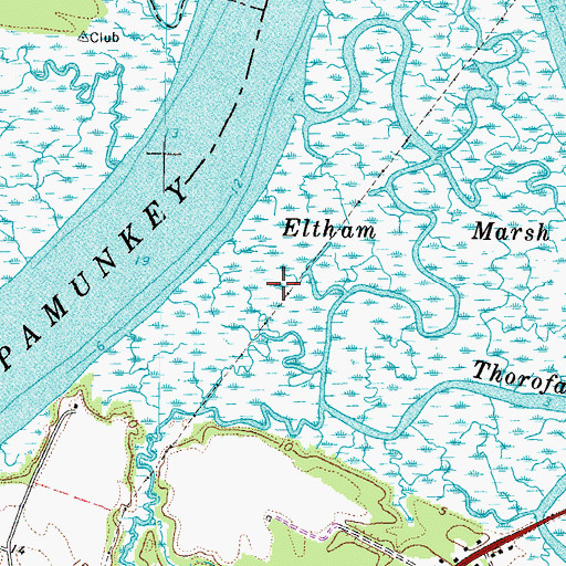 Topographic Map of Eltham Marsh, VA