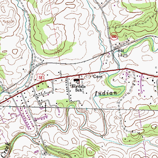 Topographic Map of Elydale Elementary School, VA
