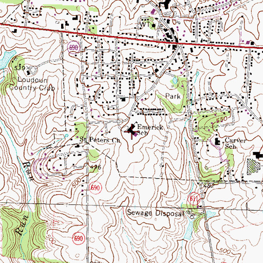 Topographic Map of Emerick Elementary School, VA