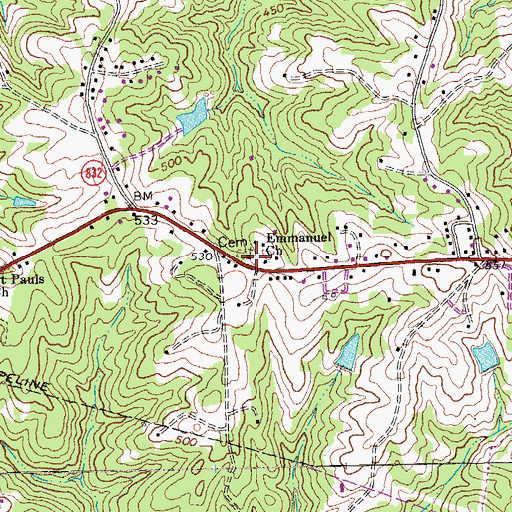 Topographic Map of Emmanuel Church, VA