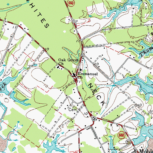 Topographic Map of Emmanuel Church, VA