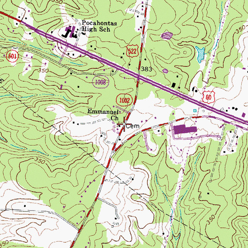 Topographic Map of Emmanuel Church, VA