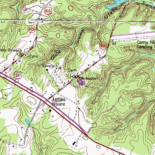 Topographic Map of Emmanuel Church, VA