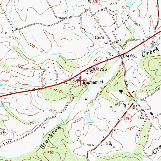 Topographic Map of Emmanuel Church, VA