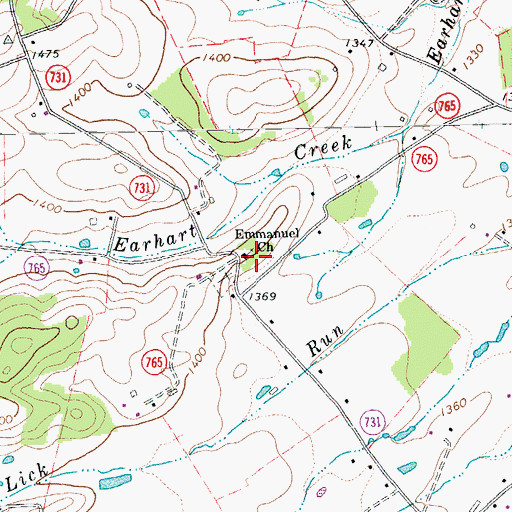 Topographic Map of Emmanuel Church, VA