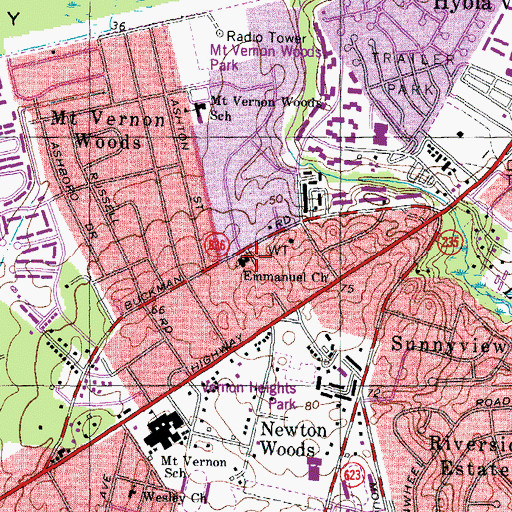 Topographic Map of Emmanuel Church, VA