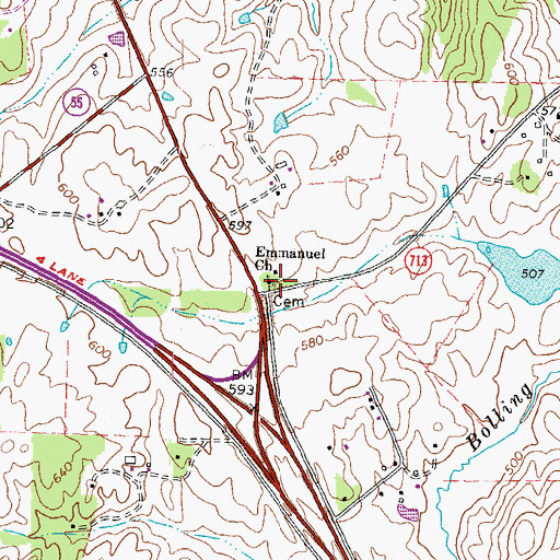 Topographic Map of Emmanuel Church, VA
