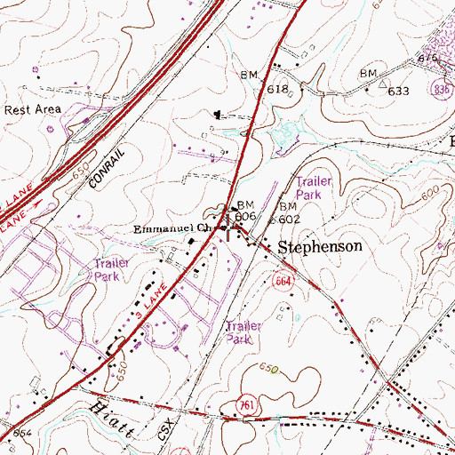 Topographic Map of Emmanuel Church, VA