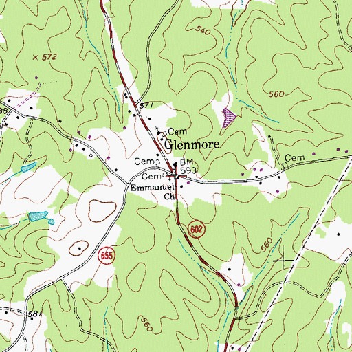 Topographic Map of Emmanuel Church, VA