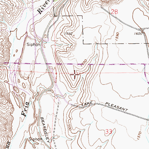 Topographic Map of Lake Pleasant Landing Field (historical), AZ
