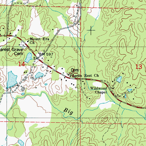 Topographic Map of Old Lynch Cemetery, AL