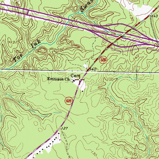 Topographic Map of Emmaus Church, VA