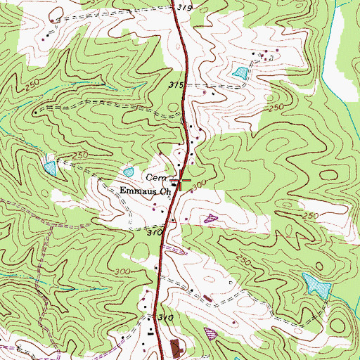 Topographic Map of Emmaus Church, VA