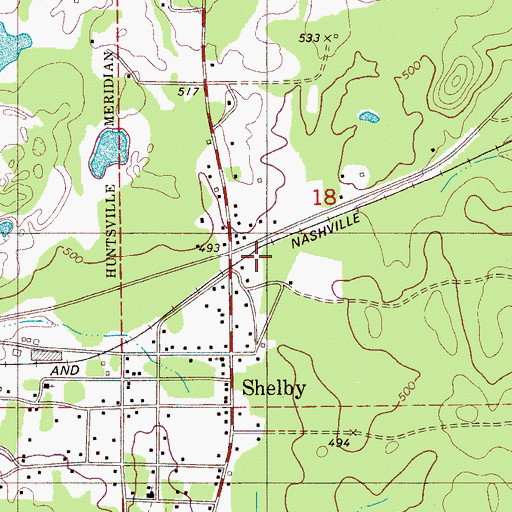 Topographic Map of Old Shelby Cemetery, AL