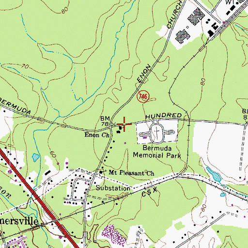 Topographic Map of Enon Church, VA