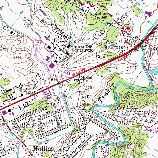 Topographic Map of Enon Church, VA