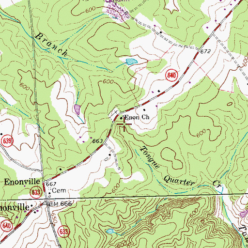 Topographic Map of Enon Church, VA