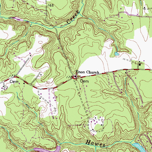 Topographic Map of Enon Church, VA