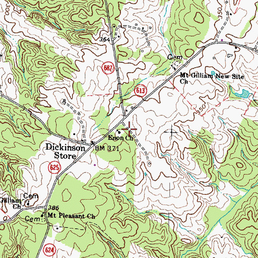Topographic Map of Enon Church, VA