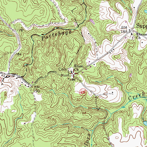 Topographic Map of Enon Church, VA