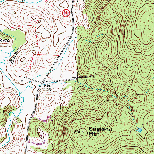 Topographic Map of Enon Church, VA