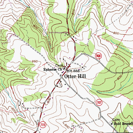 Topographic Map of Ephesus Church, VA
