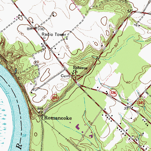 Topographic Map of Ephesus Church, VA