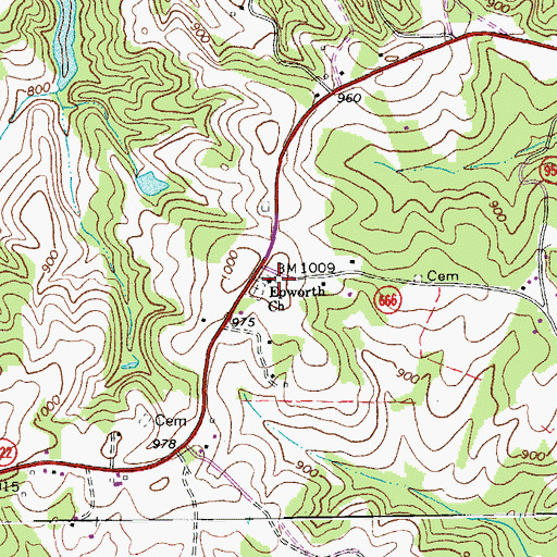 Topographic Map of Epworth Church, VA