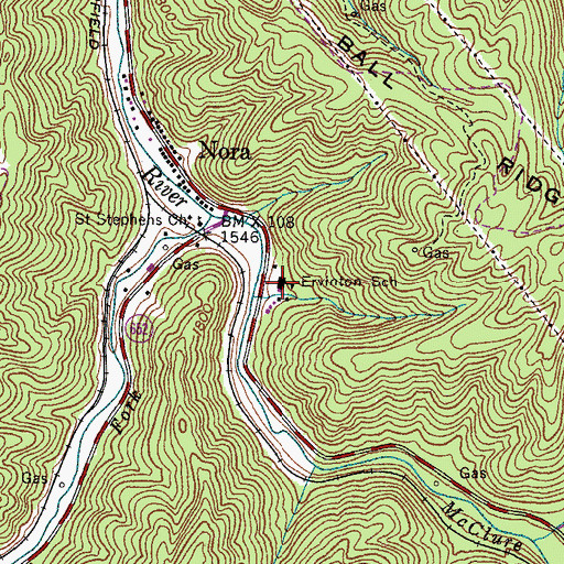 Topographic Map of Ervinton Elementary School, VA