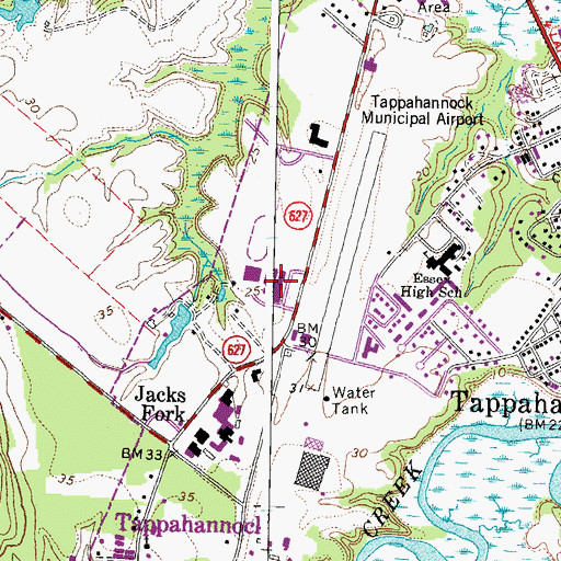 Topographic Map of Essex High School, VA