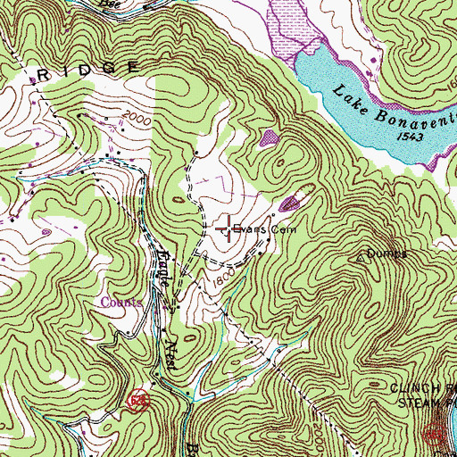 Topographic Map of Evans Cemetery, VA