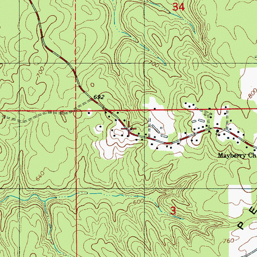 Topographic Map of Pea Ridge Church, AL