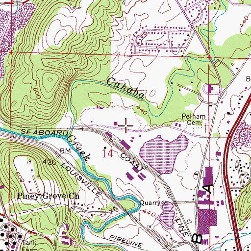 Topographic Map of Pelham Industrial Park, AL