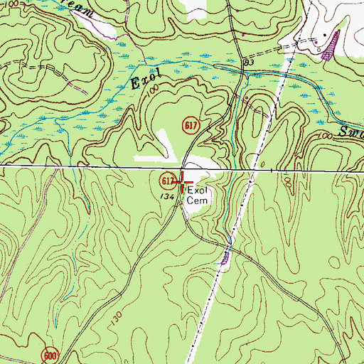 Topographic Map of Exol Cemetery, VA