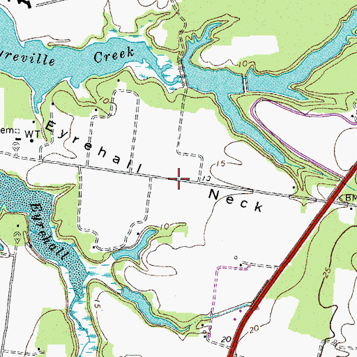 Topographic Map of Eyrehall Neck, VA