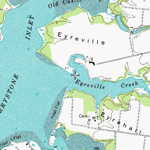 Topographic Map of Eyreville Creek, VA