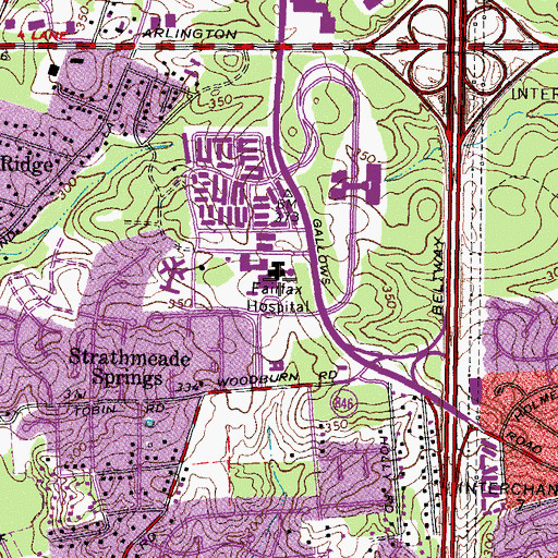 Topographic Map of Inova Fairfax Hospital, VA