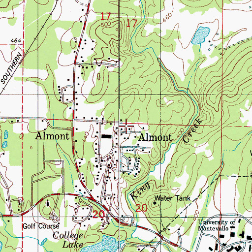 Topographic Map of Pilgrim Rest Church, AL