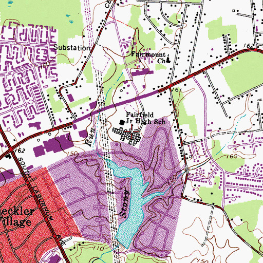 Topographic Map of Fairfield Middle School, VA