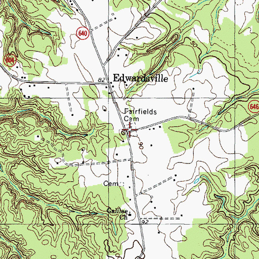 Topographic Map of Fairfields Cemetery, VA