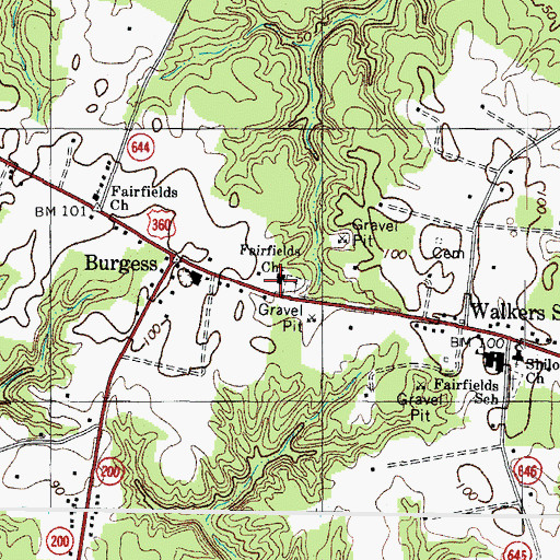 Topographic Map of Fairfields Church, VA